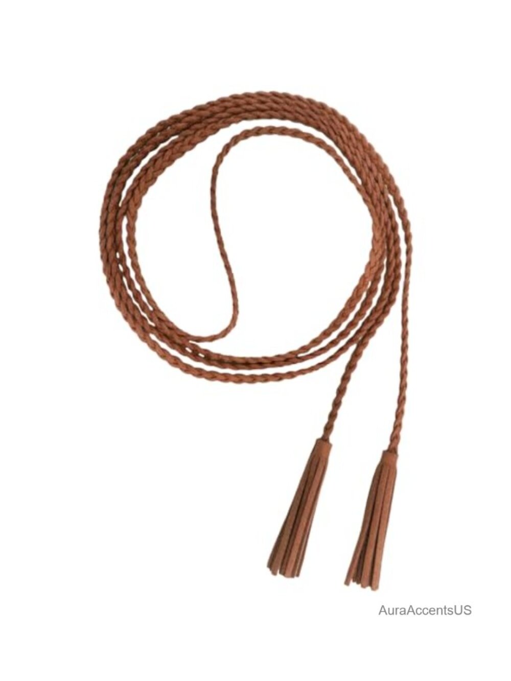 Faux Leather Woven Tassel Chain Belt Waist Cinch for Dresses Skirts